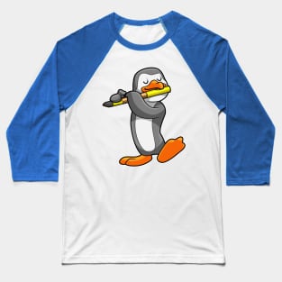 Penguin at Music with Flute Baseball T-Shirt